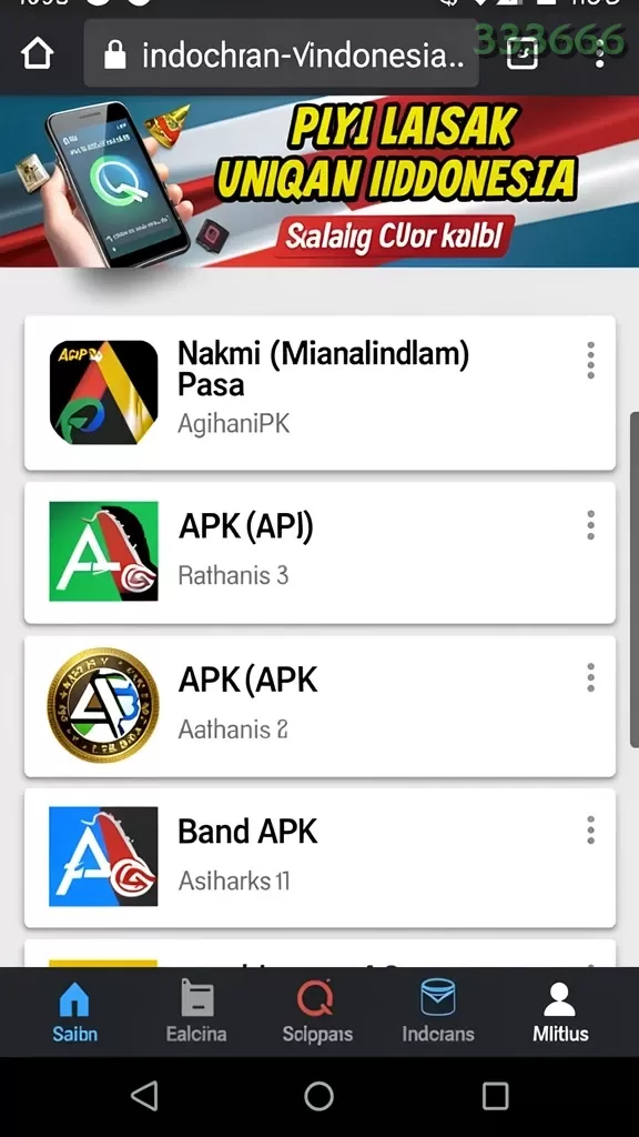Cuplikan layar IDN789 — menu navigasi